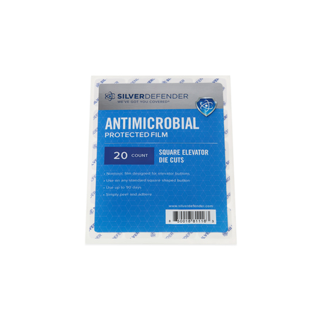 Silver Defender Antimicrobial, Self-Cleaning Film (Die Cut for Sqaure Elevator Buttons) DC-001-ES-20